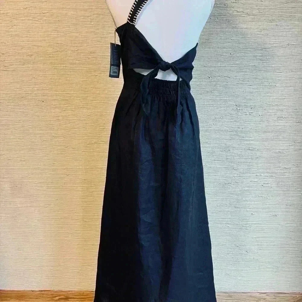 NWT! Johanna Ortiz + Pinkfilosofy Linen Tie-Back Macarena Maxi Dress - Picture 7 of 11